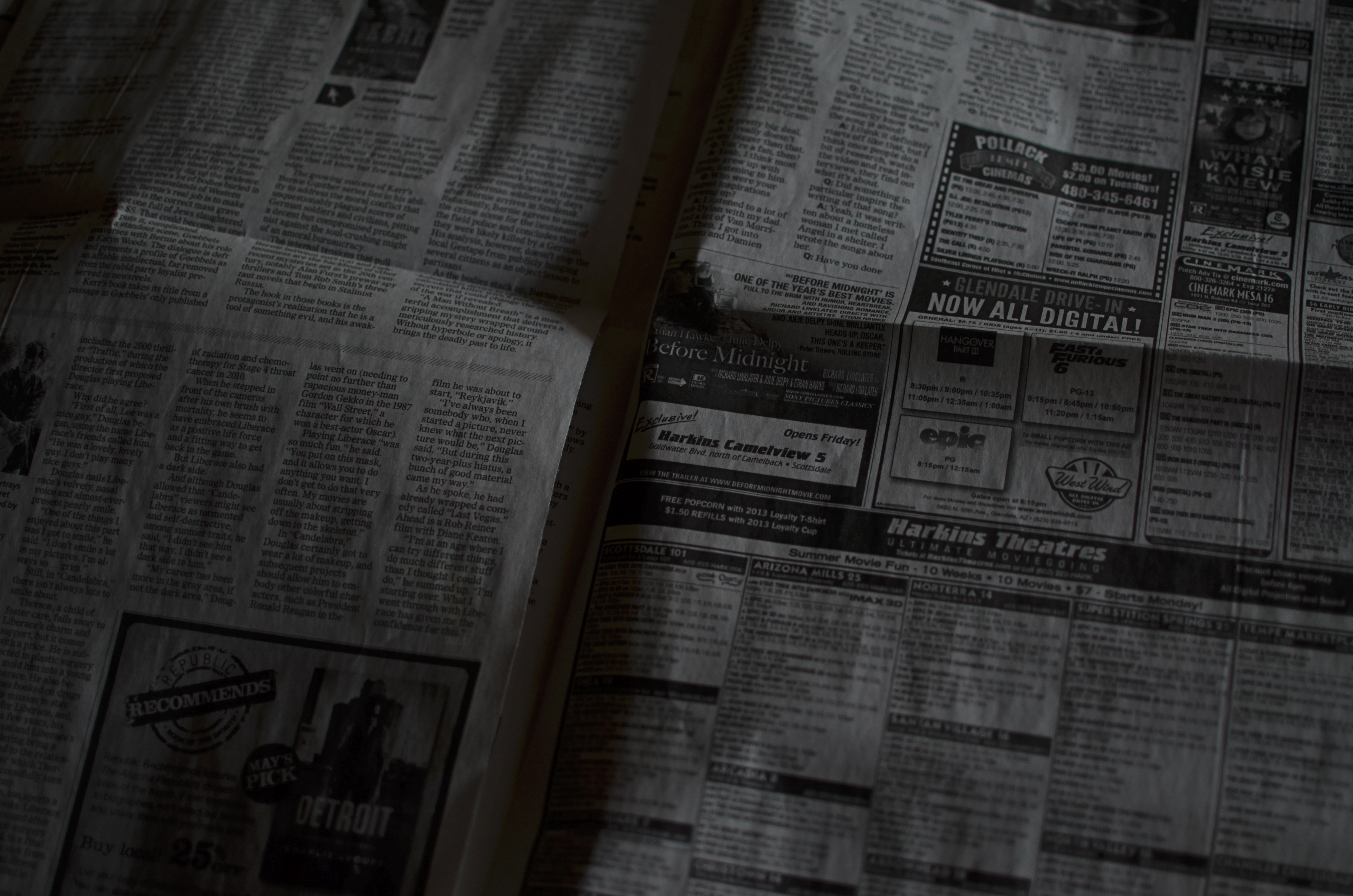 Dark Days for the printed page. 1/80 sec., f/1.8, ISO 100, 35mm.