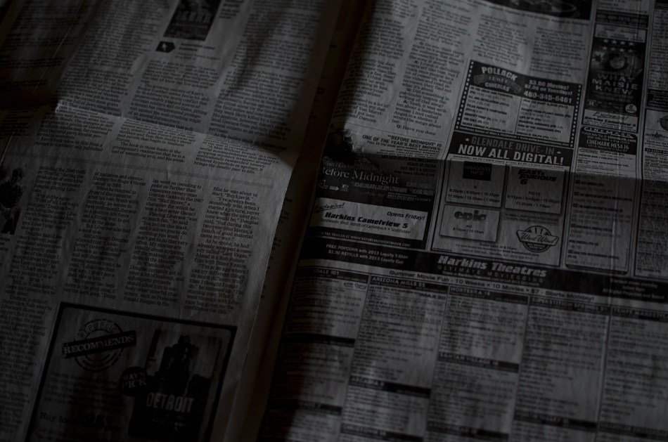 Dark Days for the printed page. 1/80 sec., f/1.8, ISO 100, 35mm.