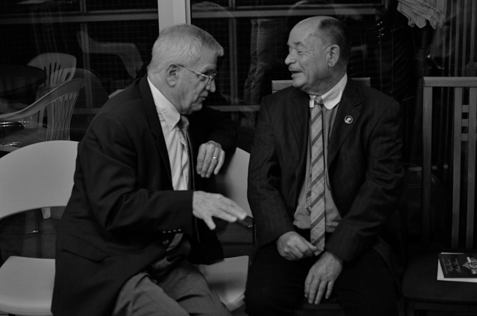 "Old friends, sat on a park bench like bookend": 1/80 sec., f/1.8, ISO 1000, 35mm.