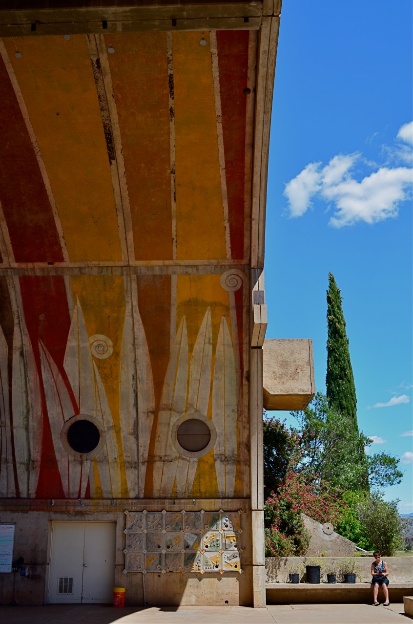 An enormous public amphitheatre arch at Arcosanti, a crumbling "urban laborotory" near Phoenix, Arizona.