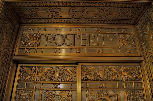 Even the door of an elevator cab takes on a sense of purpose. 