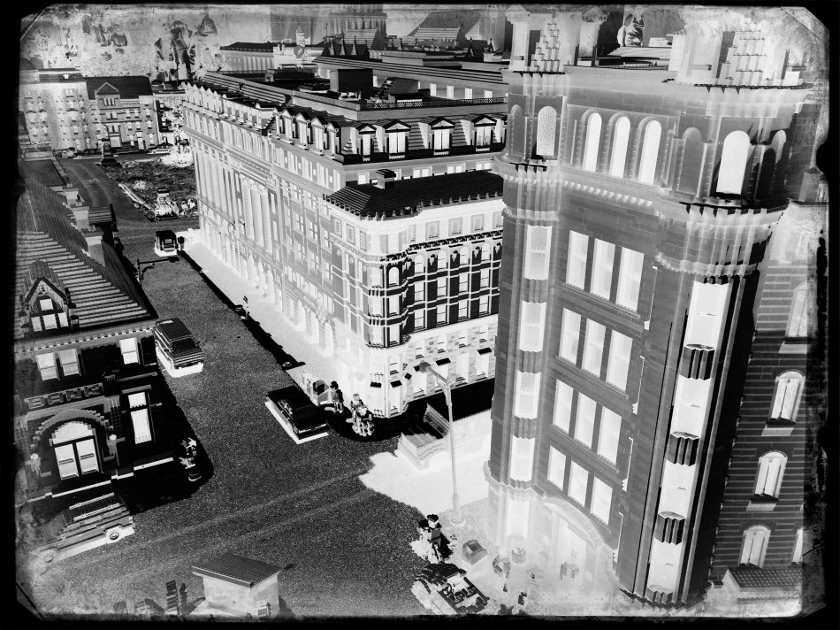 The look of a an aerial reconnaisance photo, here applied to a city model at Legoland.
