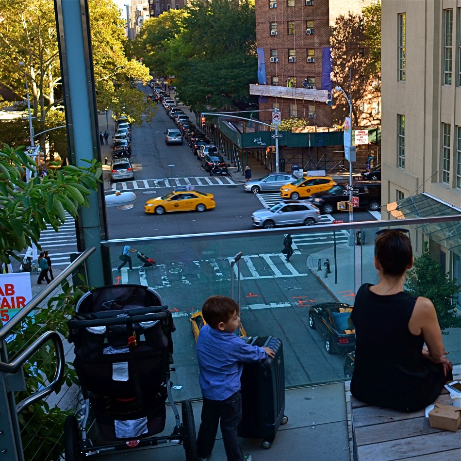 Do the woman and the child constitute a "family" in the narrative of this image?