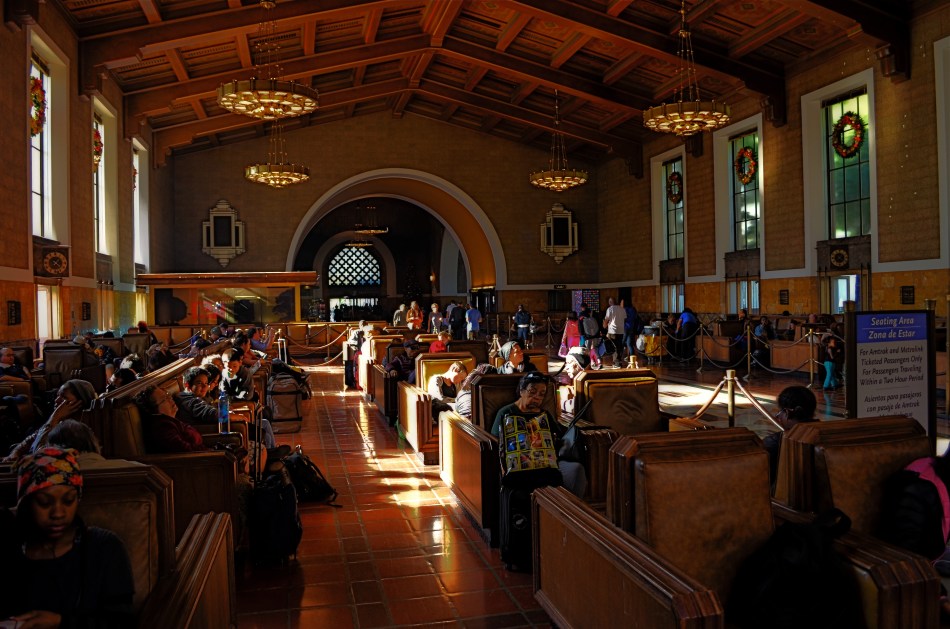 Please Listen For Announcements: the iconic waiting room at Los Angeles' Union Station terminal. 