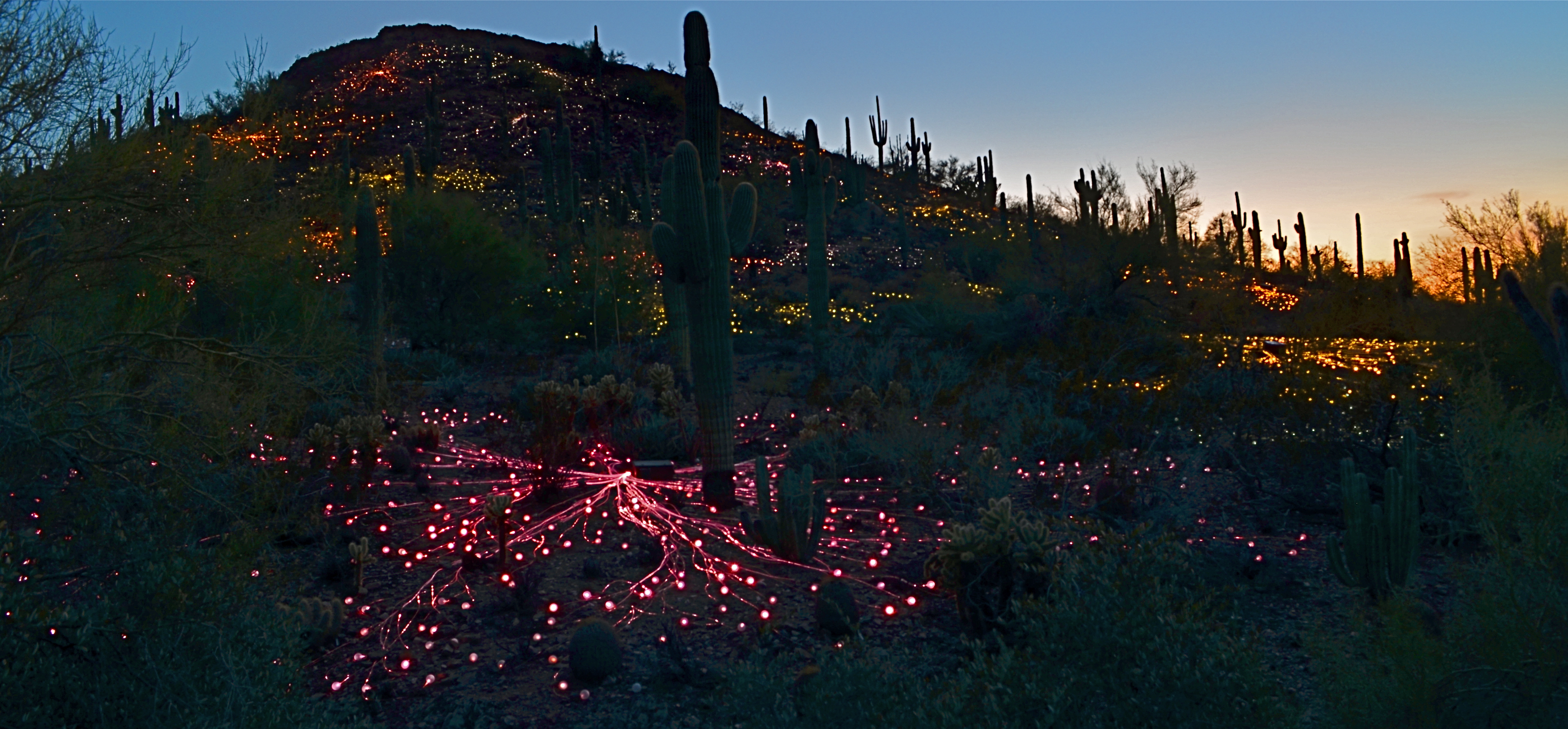 Ember Mountain, 2016. Two separate time exposures nearly a half-hour apart, blended in Photomatix' "Exposure Fusion" mode.