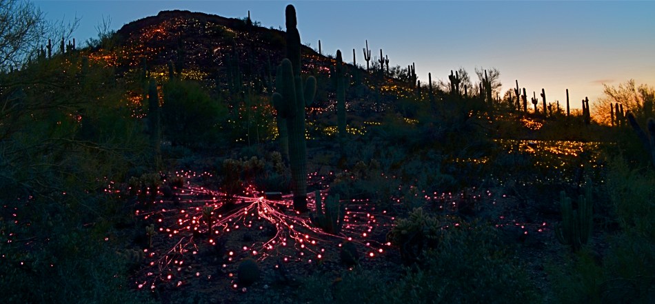 Ember Mountain, 2016. Two separate time exposures nearly a half-hour apart, blended in Photomatix' "Exposure Fusion" mode.