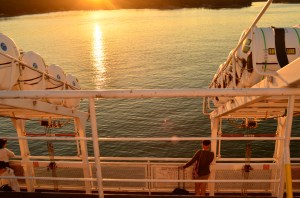 Warmer than reality: A sunset processed through Nikon's in-camera "shade" white balance setting. 