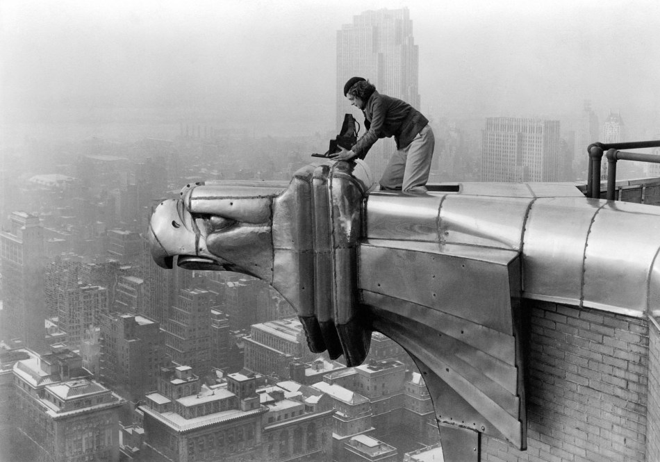 LIFE photographer Margaret Bourke-White making a precarious
